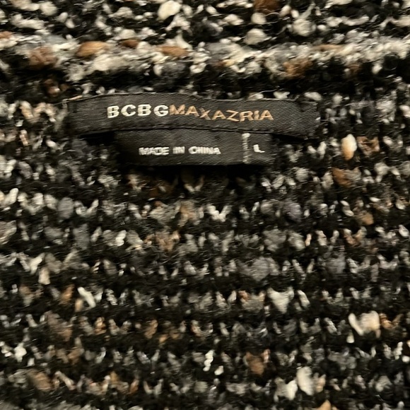 BCBG Boucle Multicolored Reverse Knit Two Button Long Cardigan Sweater Size L - Picture 2 of 7